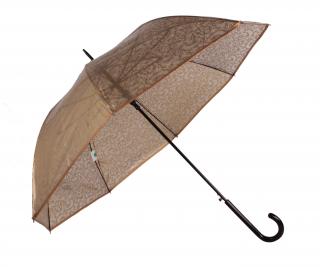 Průhledný deštník Krajka zlatý