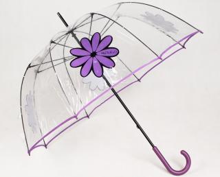 Průhledný deštník Kytka, fialový