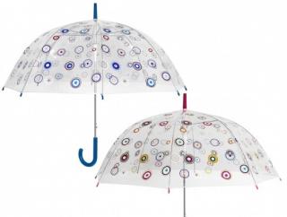 Průhledný deštník PVC s barevnými kolečky Barvy: Modrá