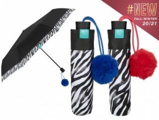 Skládací deštník manuální černý se zebrovým lemem Barvy: Červená