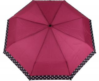 Skládací deštník manuální jednobarevný s puntíkovým lemem Barvy: Červená