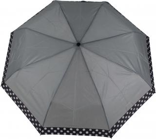 Skládací deštník manuální jednobarevný s puntíkovým lemem Barvy: Šedá