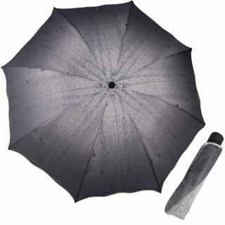 Skládací deštník manuální KAPKY černý