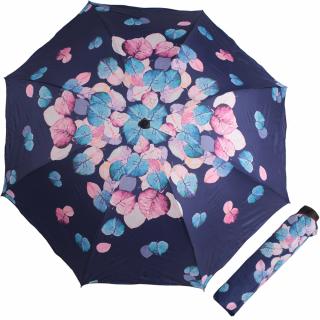 Skládací deštník manuální Listy modrá