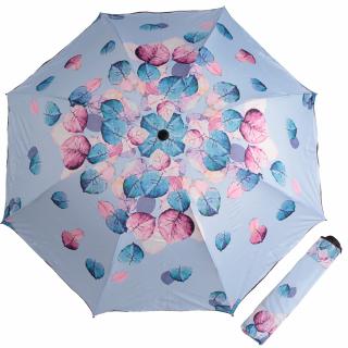 Skládací deštník manuální Listy světle modrá