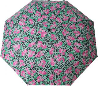 Skládací deštník manuální pestrobarevné květy zelené