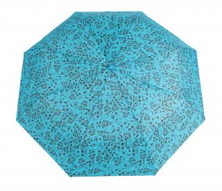 Skládací deštník manuální růžičky, modrý