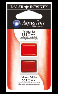 Akvarelová barva Daler-Rowney Aquafine čtvereček 2 balení Barva: 004 - 588 vermilion + 503 cadmium red