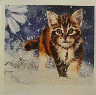 Diamantové obrázky 30x40cm Kočka ve sněhu