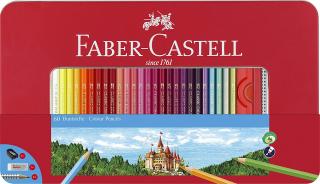 Plechová sada 60ks školní pastelky Faber-Castell