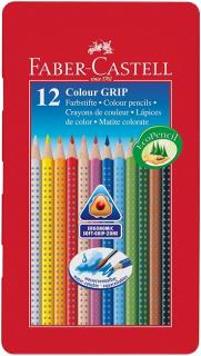 Sada 12 školních akvarelových pastelek GRIP - Faber-Castell v plechové krabičce