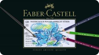 Sada 120 uměleckých akvarelových pastelek Albrecht Dürer Faber-Castell v plechové krabičce
