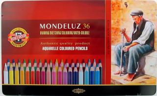 Sada 36 uměleckých akvarelových pastelek Mondeluz Koh-i-noor v plechové krabičce