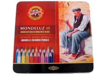 Sada 48 uměleckých akvarelových pastelek Mondeluz Koh-i-noor v plechové krabičce