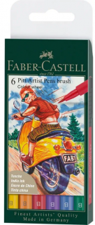 Sada 6ks tušových popisovačů Faber-Castell Pitt Artist Pen 167174