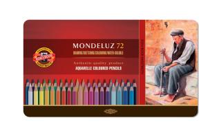 Sada 72 uměleckých akvarelových pastelek Mondeluz Koh-i-noor v plechové krabičce