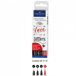 Sada tušových Popisovačů Faber-Castell - 4ks Hand lettering set PITT ARTIST PEN 0074/267115