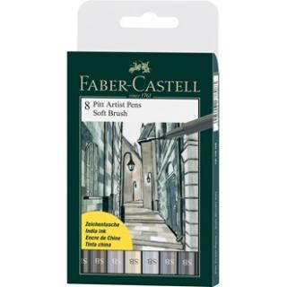 Sada tušových Popisovačů Faber-Castell - 8ks Soft Brush PITT ARTIST PEN 167808