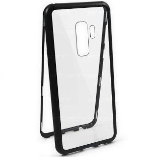 Magnetický hliníkový kryt s tvrzeným sklem pro Samsung Galaxy S9+ Barevná varianta: Černá