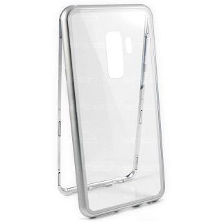 Magnetický hliníkový kryt s tvrzeným sklem pro Samsung Galaxy S9+ Barevná varianta: Stříbrná