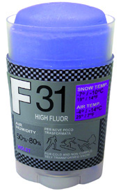 SOLDA F31 HIGH FLUOR   stick gr 35 (vysoko fluorový vosk - tyčinka) Fialový: teplota sněhu -7°/-10°C nebo teplota vzduchu -4°/-14°C