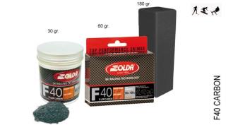 SOLDA F40 CARBON  powder gr 30 (hyper fluorový vosk + carbon) Fialový: teplota sněhu -7°/-10°C nebo teplota vzduchu -4°/-14°C