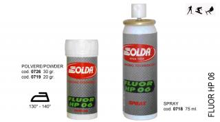 SOLDA FLUOR HP06  powder gr 20 (Závodní aditivum (prášek20 g) pro vlhkost vzduchu%: 40-100 - Teplota sněhu. -10°/-20°C - Teplota vzduchu -7°/-23°C)