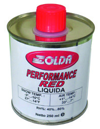 SOLDA PERFORMANCE  liquid 250 ml (Nízkofluorový vosk tekutý 250ml, Červený, Teplota sněhu -1°/-8°C nebo teplota vzduchu -4°/-12°C)