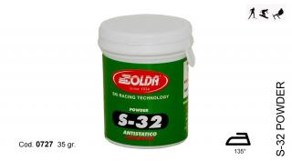 SOLDA S-32  powder  gr 35 (Produkt vhodný pro podmínky s nízkou vlhkostí vzduchu (pod 50%) a pro suchý, větrem vyfoukaný a studený sníh. Zažehluje se…