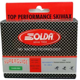 SOLDA SF SUPERGLIDE SOLID SKIWAX 60 gr Červený: teplota sněhu -2°/-10°C nebo teplota vzduchu 0°/-13°C (Tuhý vosk, vosk neobsahuje rozpoštědla - šetrný…