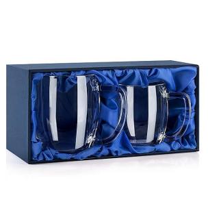 Dárková krabička na půllitr a třetinku Vienna s modrým saténem  Prodáváme pouze k našim sklenicím