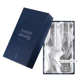 Dárková krabička na svatební sektové sklenice, bílý satén  Prodáváme pouze k našim sklenicím