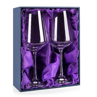 Dárková krabička s fialovým saténem na 2 sklenice Sandra 350 ml