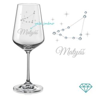 Sklenice na víno souhvězdí Kozoroha s krystaly