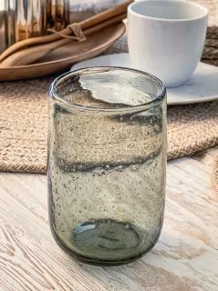 LILI sklenice na vodu šedo-zelená /bublina