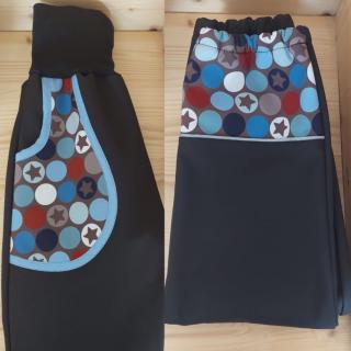 Abeli Softshellové kalhoty s flísem černé, Hvězdičky a kolečka modrá Velikost: 116