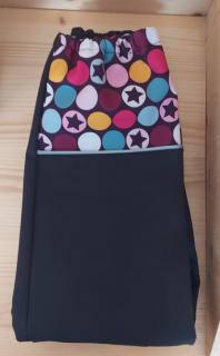 Abeli Softshellové kalhoty s flísem černé, Hvězdičky a kolečka růžová Velikost: 80
