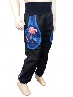 Abeli Softshellové kalhoty s flísem černé, Plameňák Velikost: 86