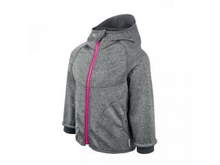 Unuo Softshellová bunda s fleecem Melír šedý, zip růžový Velikost: 104-110