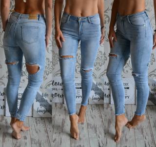 Elastické PUSH-UP skinny ripped jeans SVĚTLE MODRÉ  (GOLDENIM)