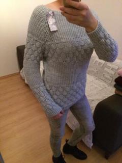 Hřejivý pletený svetr se vzorem - šedý  (ITALY)