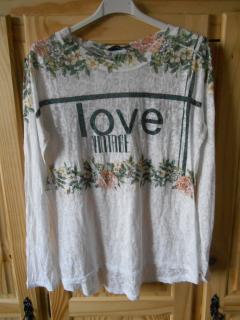 Nádherné triko s květinami a nápisem - bílé (ITALY)