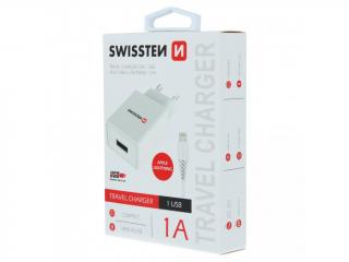 SWISSTEN Travel Charger cestovní síťová nabíječka, proud 1A, konektor Lightning, délka 1,2 m