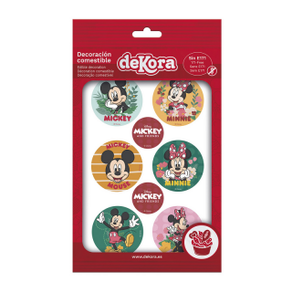 09/2023 Dekorace z jedlého papíru Terč malý 5,8cm Mickey a Minnie 6ks SLEVA