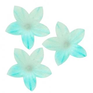 Dekorace oplatková - Květ mini 2 cm modrý, 50 ks