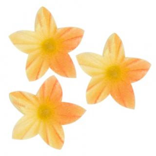 Dekorace oplatková - Květ mini 2 cm žlutý, 50 ks