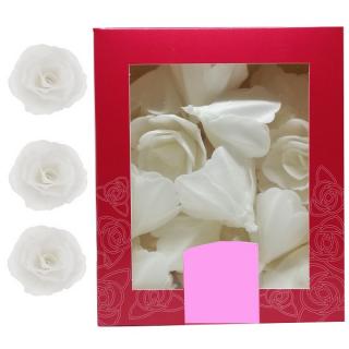 Dekorace oplatková - Růže malá 30 mm, bílá 35 ks
