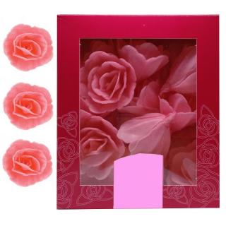 Dekorace oplatková - Růže malá 30 mm, růžová 35 ks