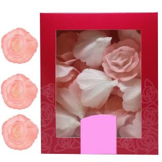 Dekorace oplatková - Růže malá 30 mm, sv.růžová 35 ks