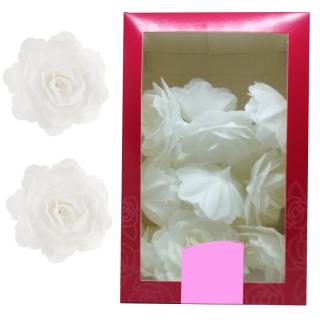 Dekorace oplatková - Růže velká 55 mm, bílá 15 ks